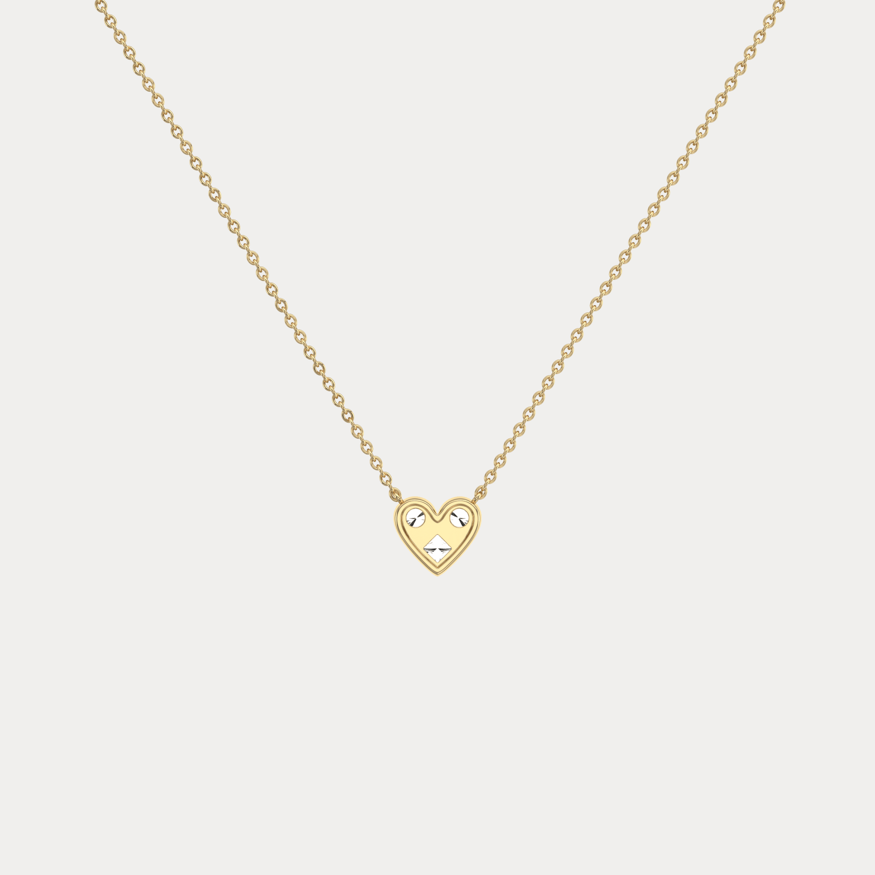 Lab Diamond Heart Pendant Necklace In 14K Solid Gold/Platinum - Necklaces