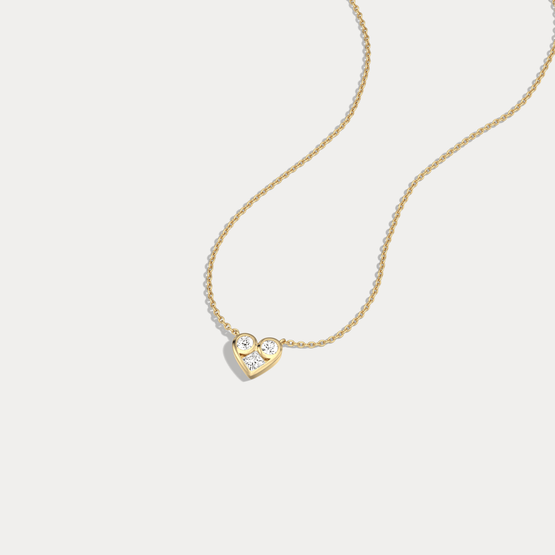 Lab Diamond Heart Pendant Necklace In 14K Solid Gold/Platinum - Necklaces