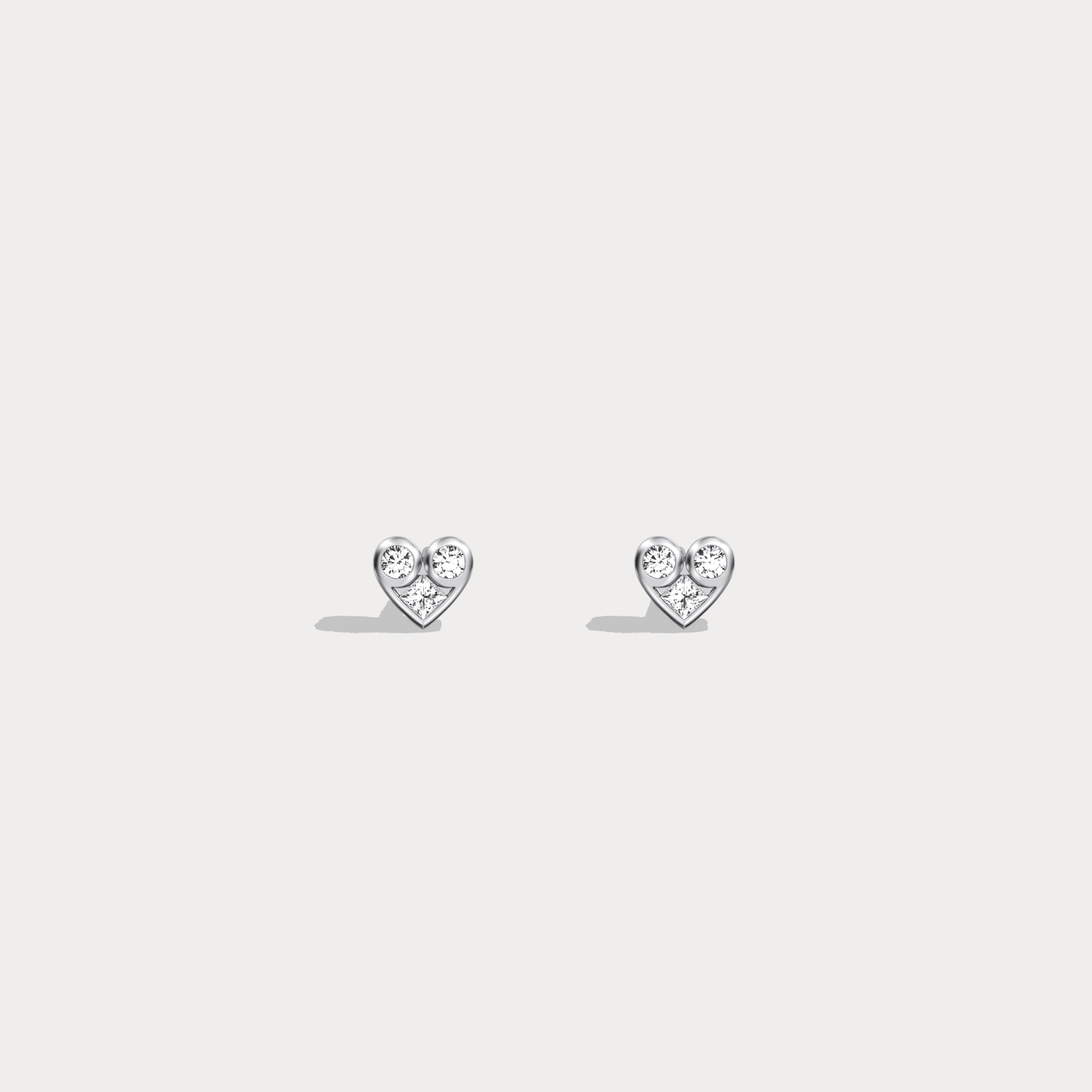 14K Gold/Platinum Heart - Shaped Lab - Grown Diamond Stud Earrings - Earrings