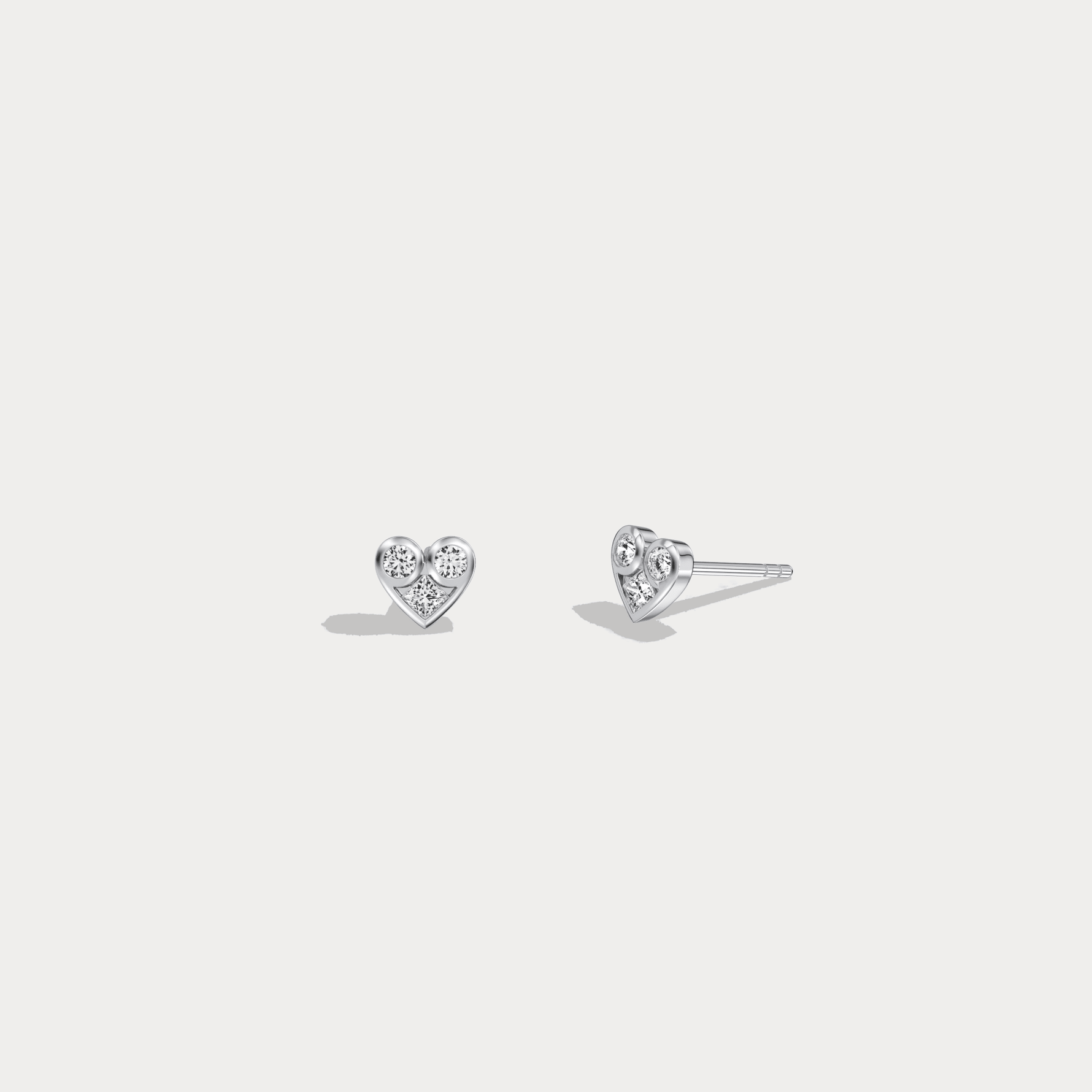 14K Gold/Platinum Heart - Shaped Lab - Grown Diamond Stud Earrings - Earrings