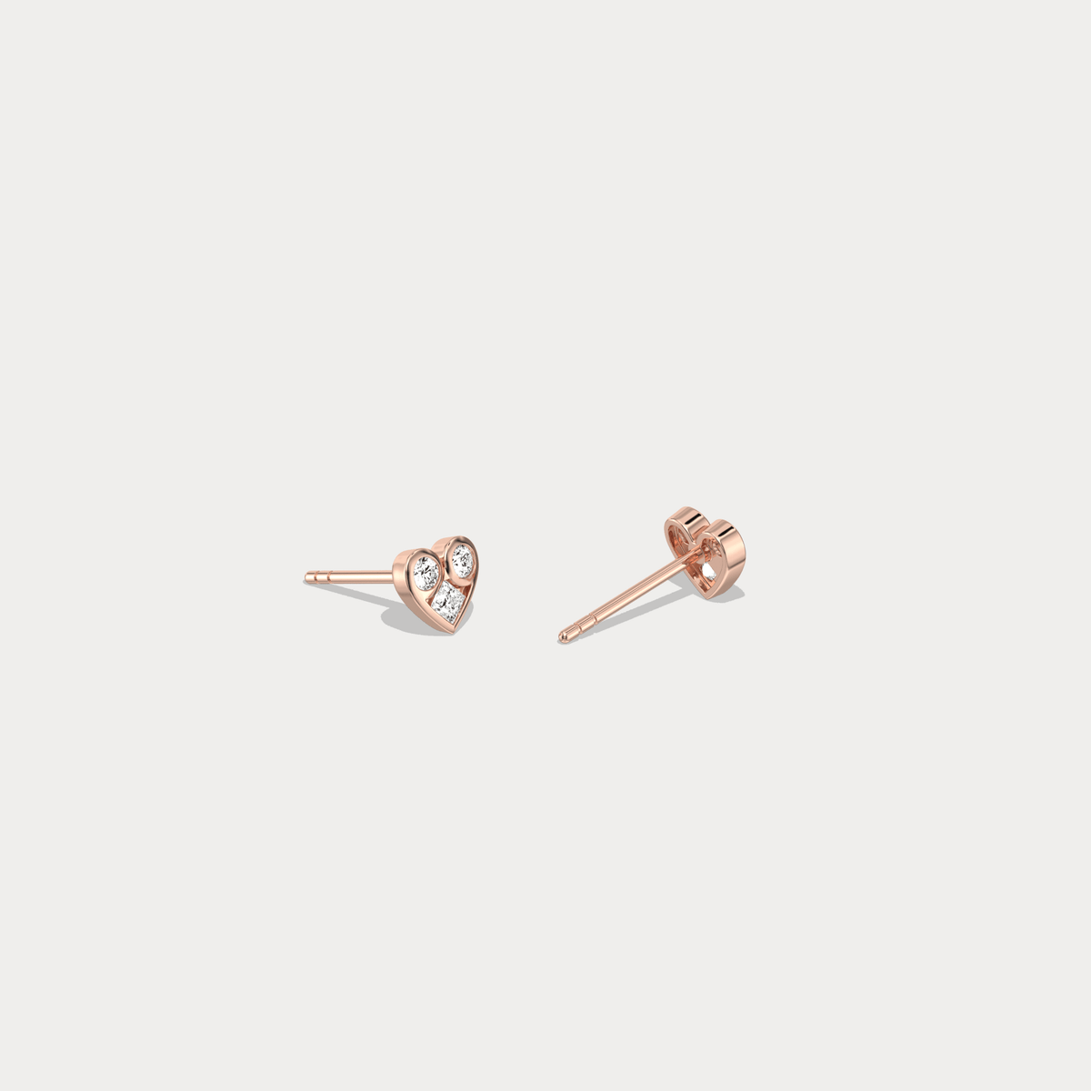 14K Gold/Platinum Heart - Shaped Lab - Grown Diamond Stud Earrings - Earrings
