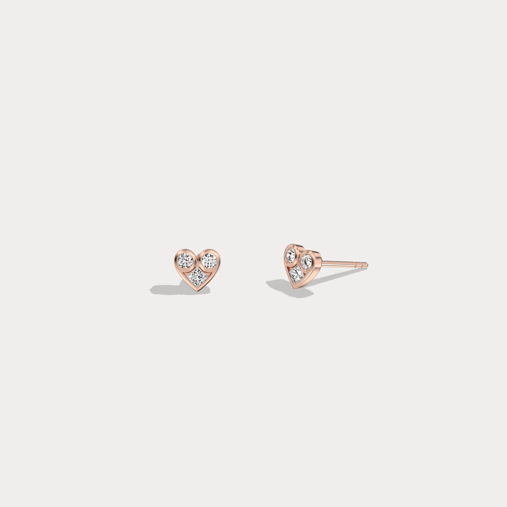 14K Gold/Platinum Heart - Shaped Lab - Grown Diamond Stud Earrings - Earrings