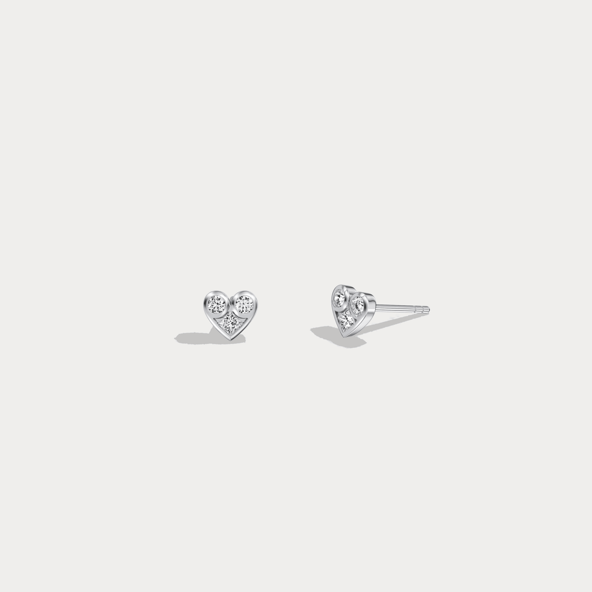 14K Gold/Platinum Heart - Shaped Lab - Grown Diamond Stud Earrings - Earrings