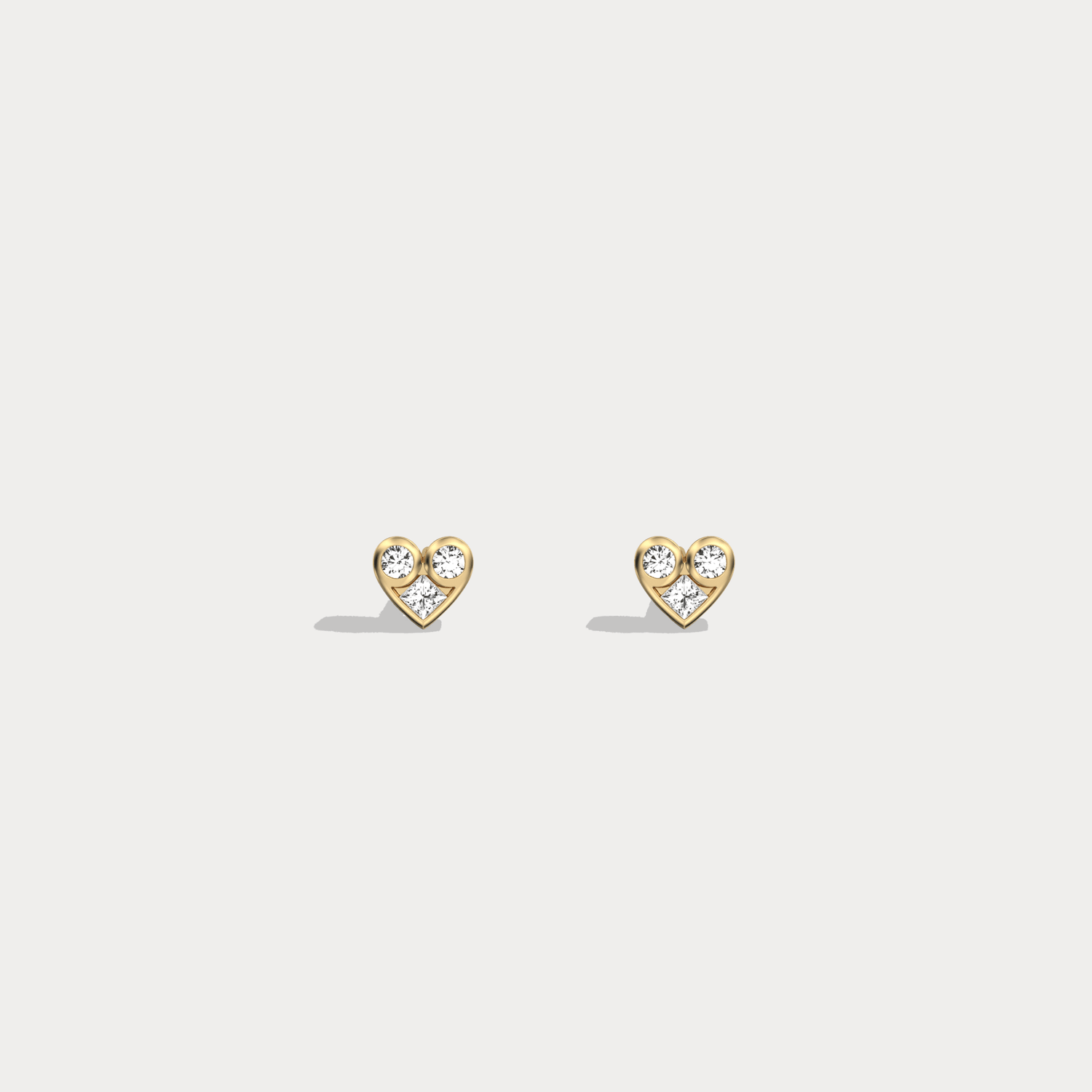 14K Gold/Platinum Heart - Shaped Lab - Grown Diamond Stud Earrings - Earrings