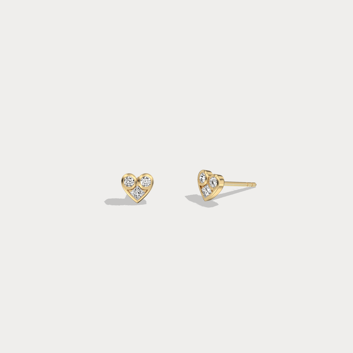 14K Gold/Platinum Heart - Shaped Lab - Grown Diamond Stud Earrings - Earrings