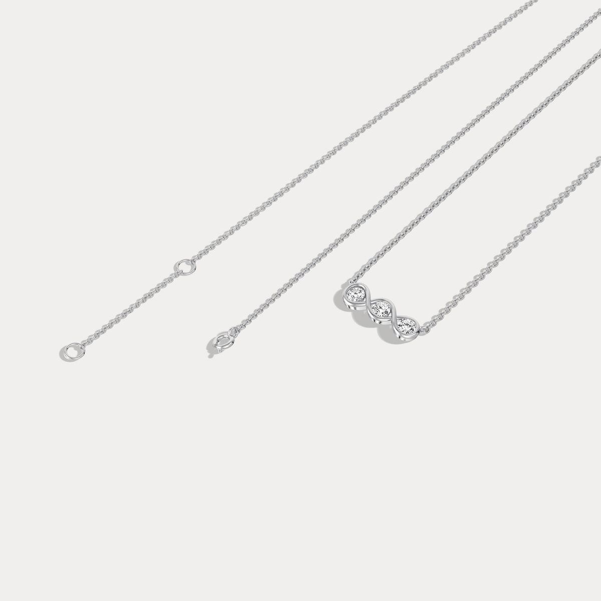 14K Gold Bezel Set 3 Stone Lab Dimaond Necklace - Necklaces