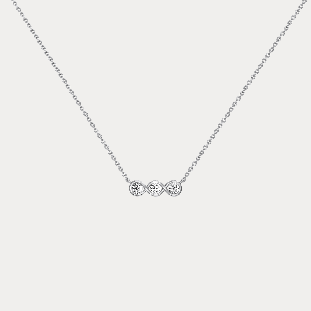 14K Gold Bezel Set 3 Stone Lab Dimaond Necklace - Necklaces