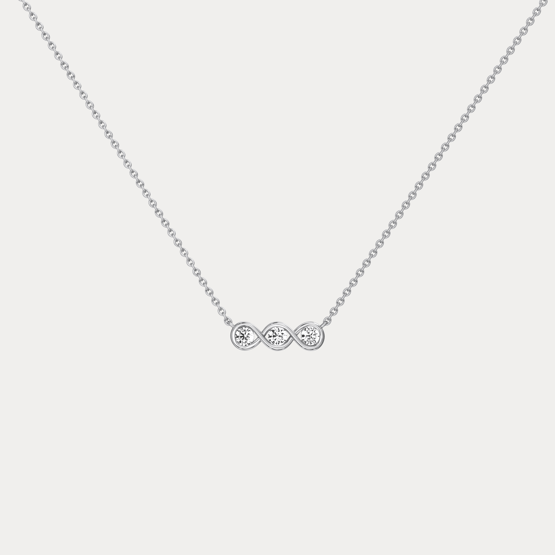 14K Gold Bezel Set 3 Stone Lab Dimaond Necklace - Necklaces