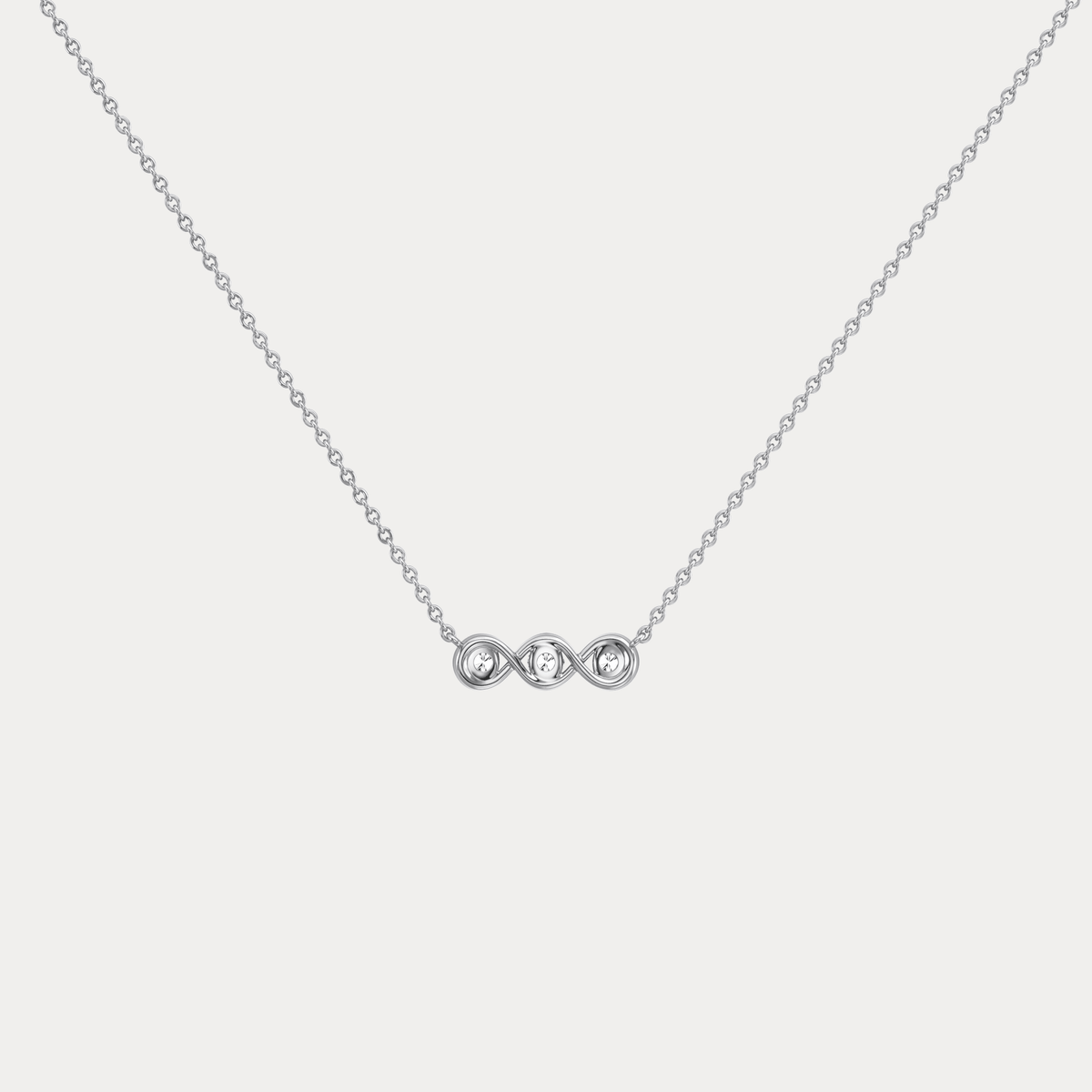 14K Gold Bezel Set 3 Stone Lab Dimaond Necklace - Necklaces