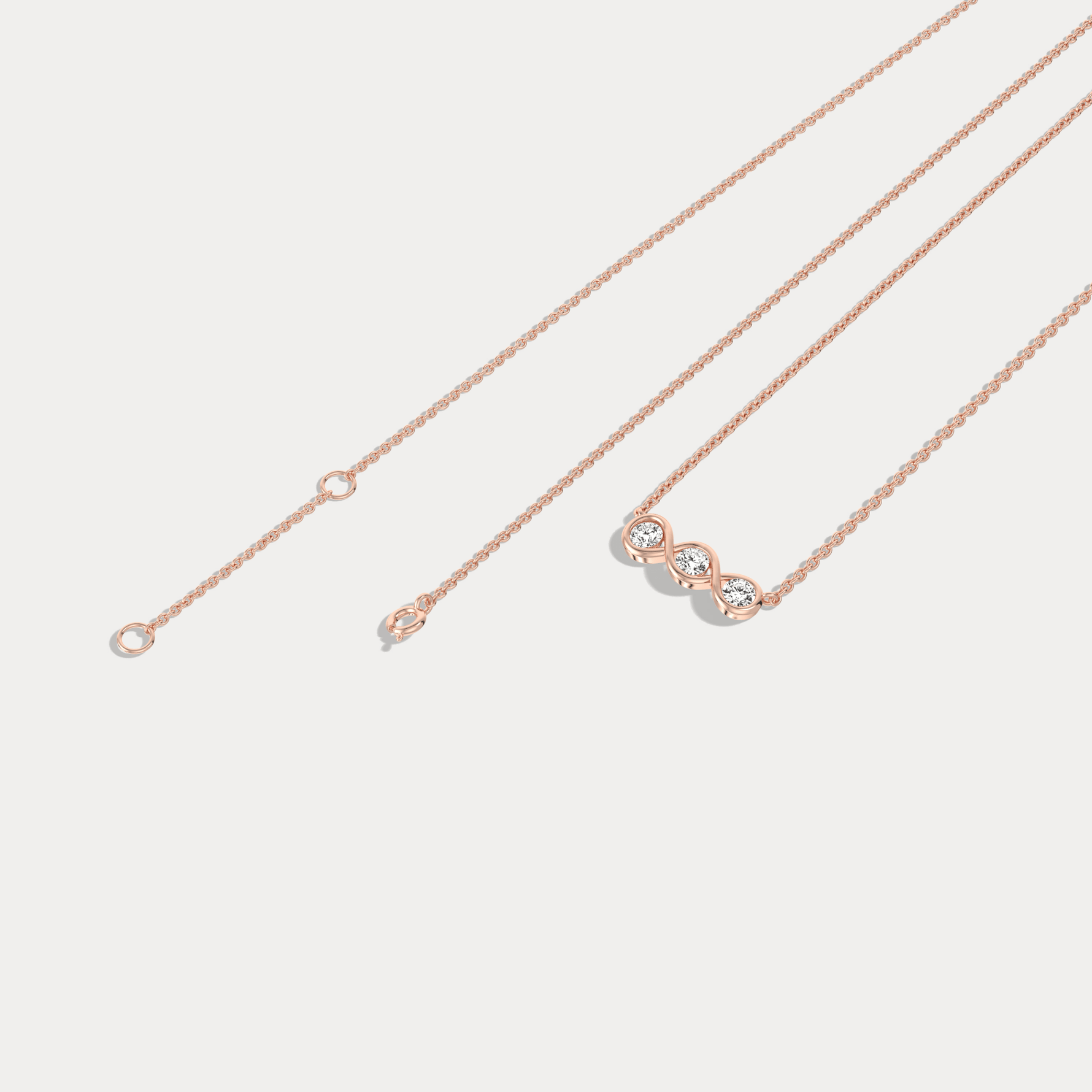14K Gold Bezel Set 3 Stone Lab Dimaond Necklace - Necklaces