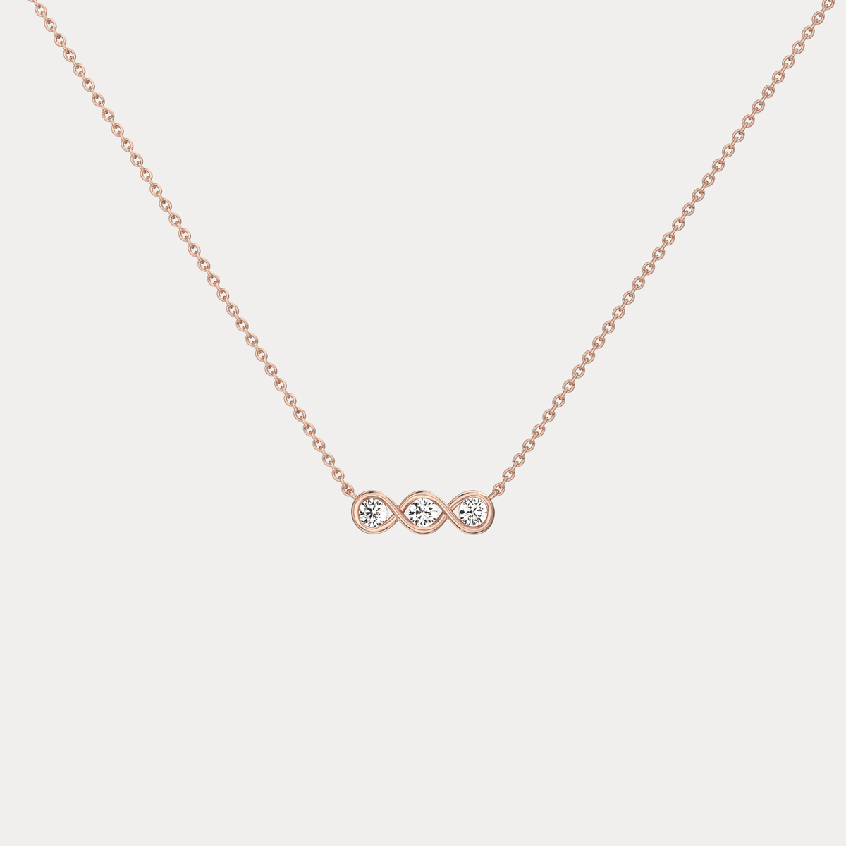 14K Gold Bezel Set 3 Stone Lab Dimaond Necklace - Necklaces