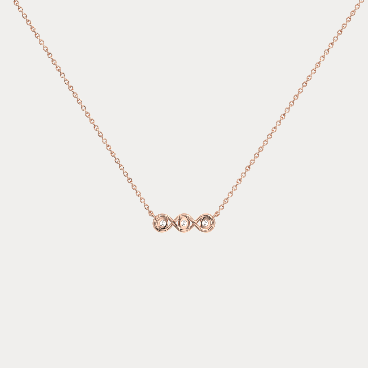 14K Gold Bezel Set 3 Stone Lab Dimaond Necklace - Necklaces