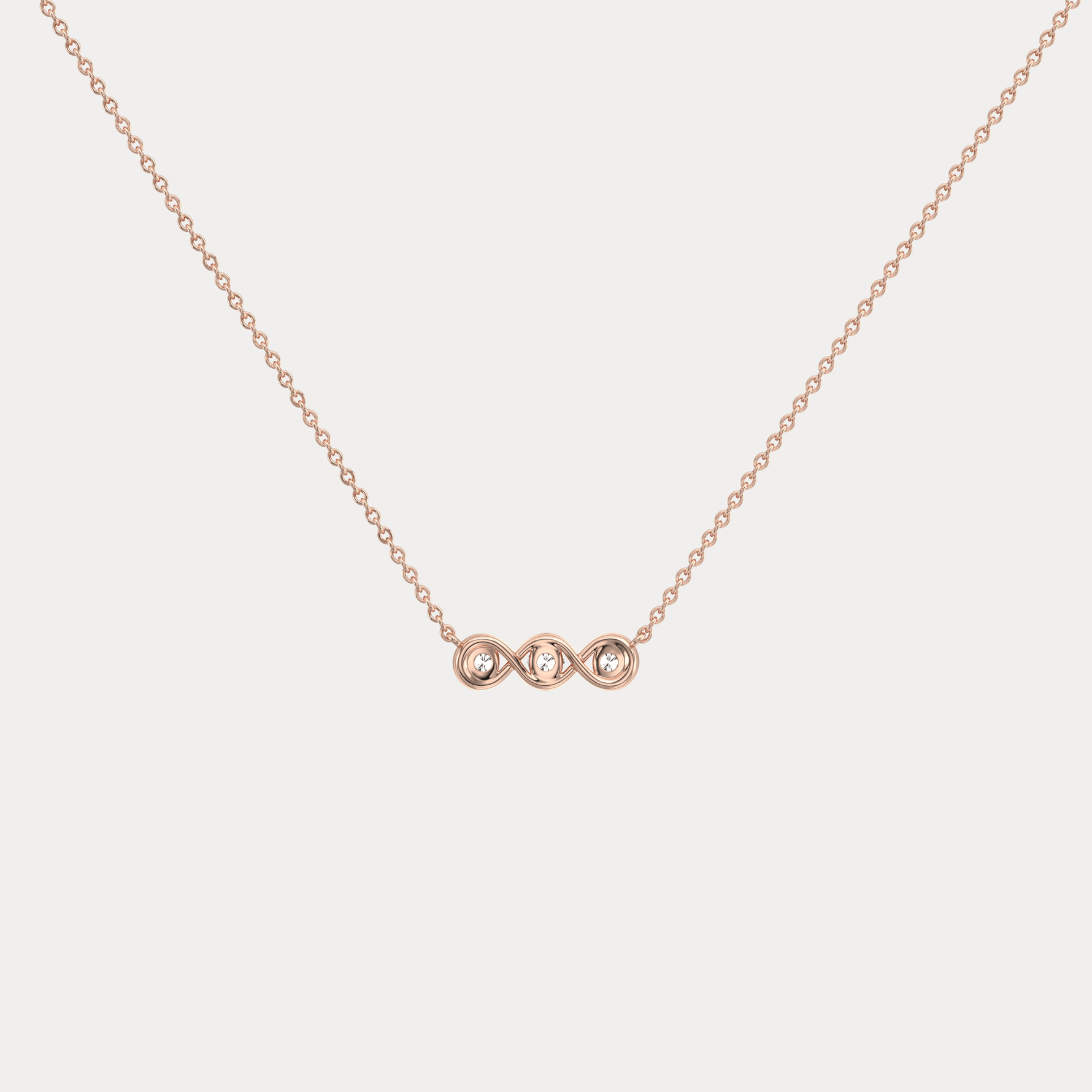 14K Gold Bezel Set 3 Stone Lab Dimaond Necklace - Necklaces