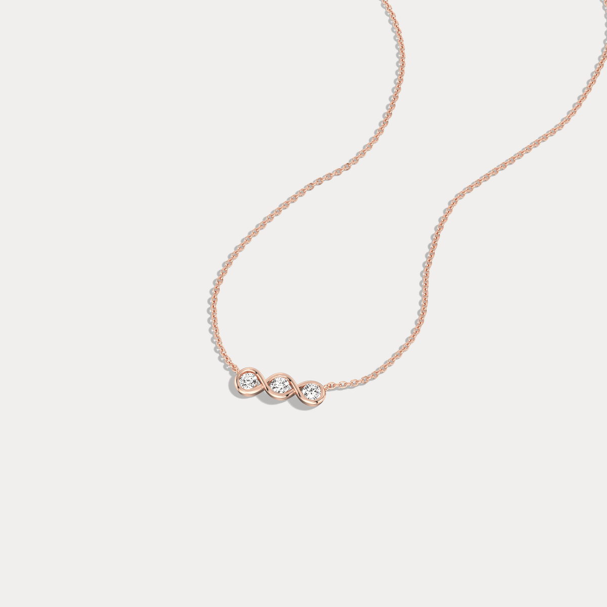 14K Gold Bezel Set 3 Stone Lab Dimaond Necklace - Necklaces