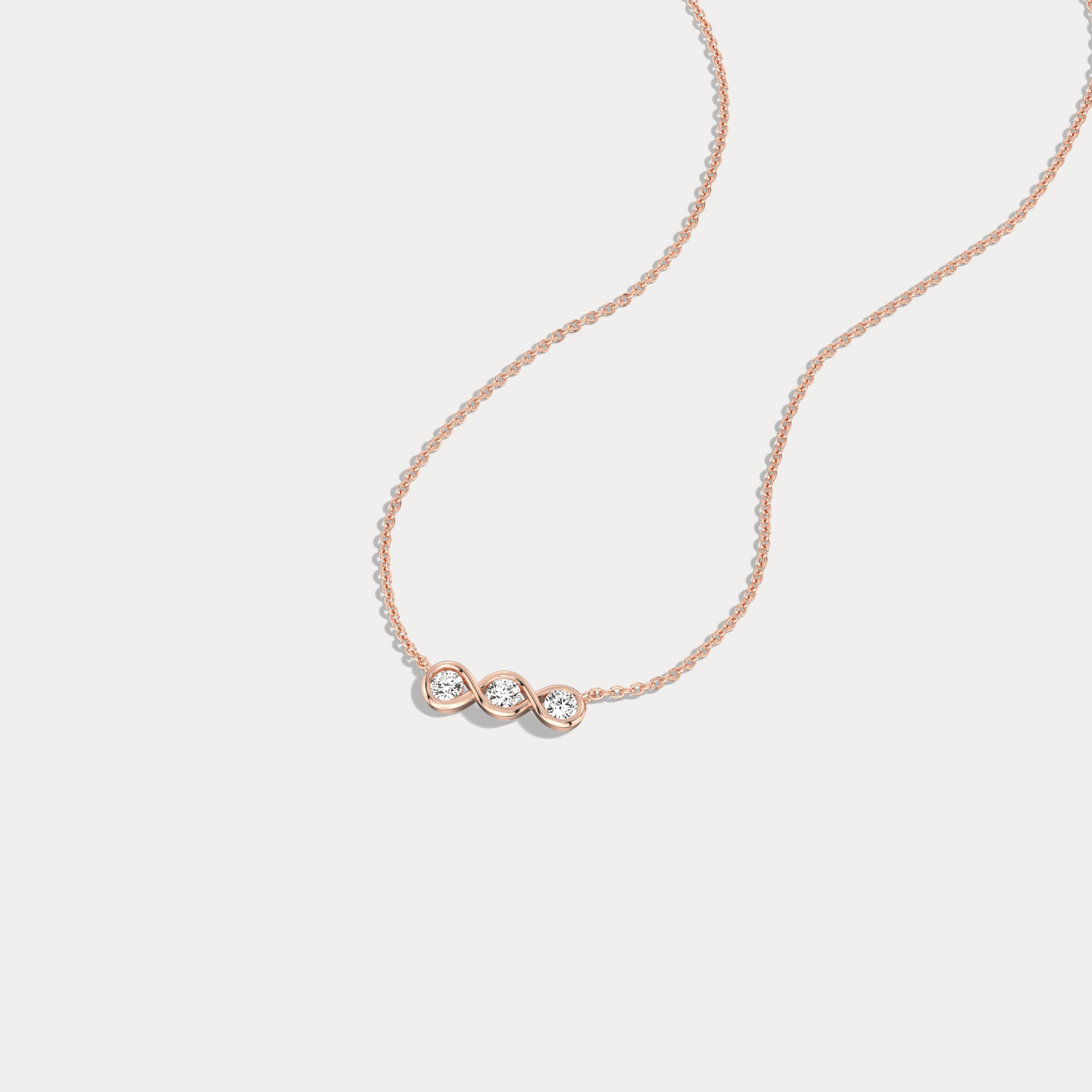 14K Gold Bezel Set 3 Stone Lab Dimaond Necklace - Necklaces