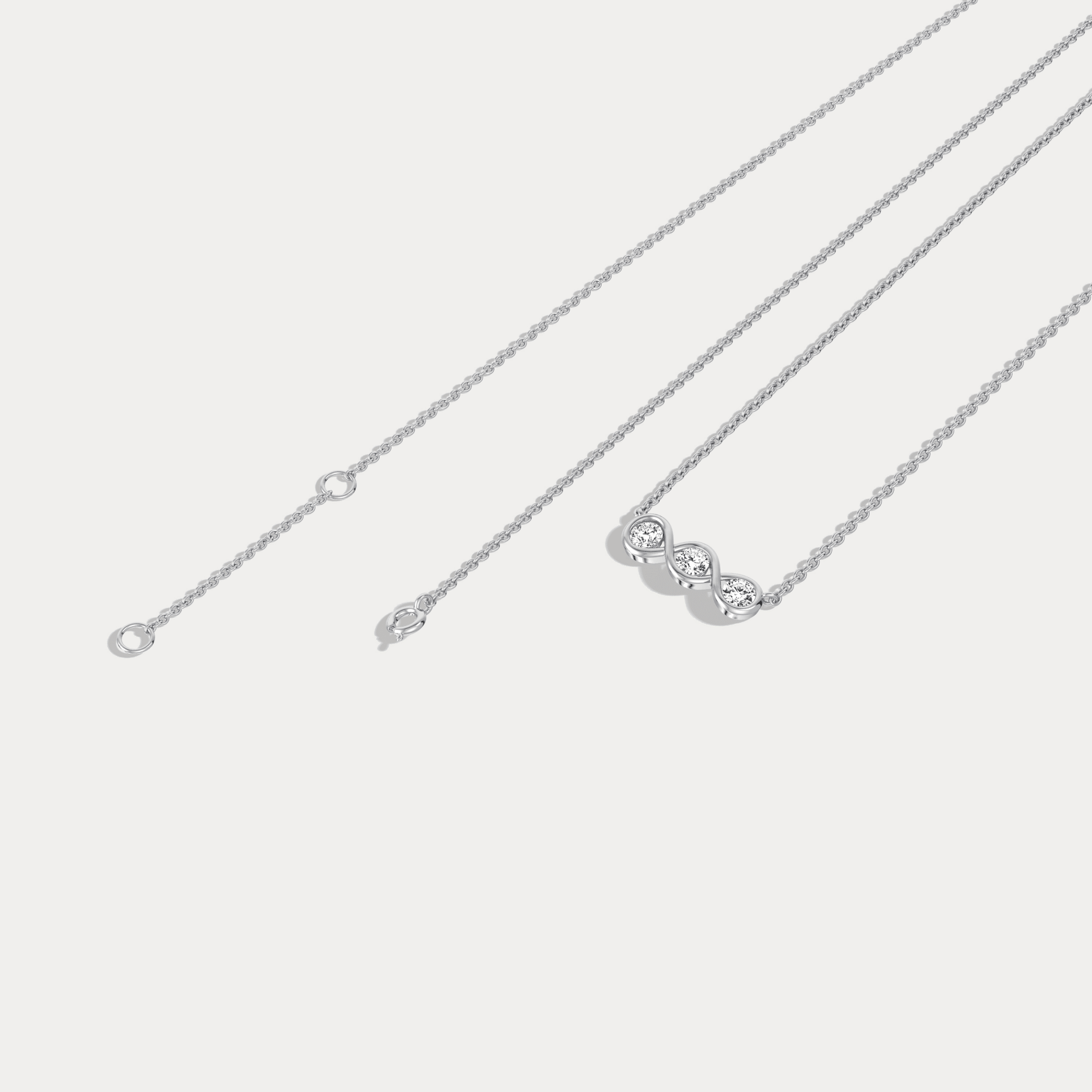 14K Gold Bezel Set 3 Stone Lab Dimaond Necklace - Necklaces