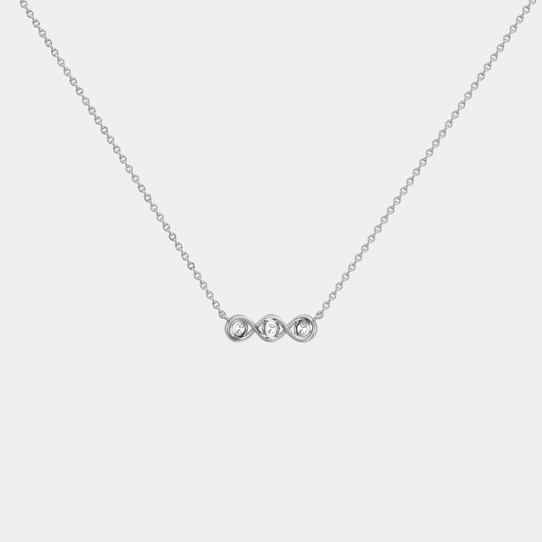 14K Gold Bezel Set 3 Stone Lab Dimaond Necklace - Necklaces