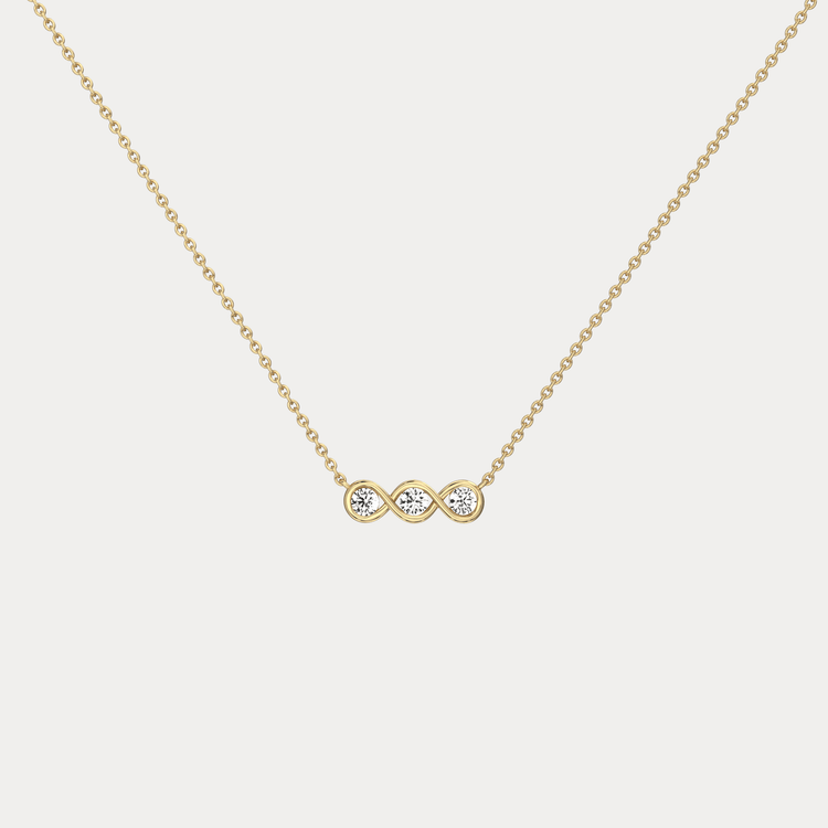 14K Gold Bezel Set 3 Stone Lab Dimaond Necklace - Necklaces
