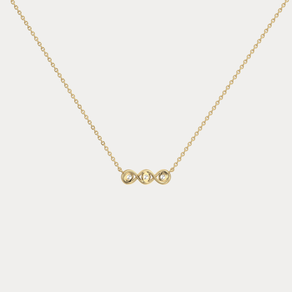 14K Gold Bezel Set 3 Stone Lab Dimaond Necklace - Necklaces