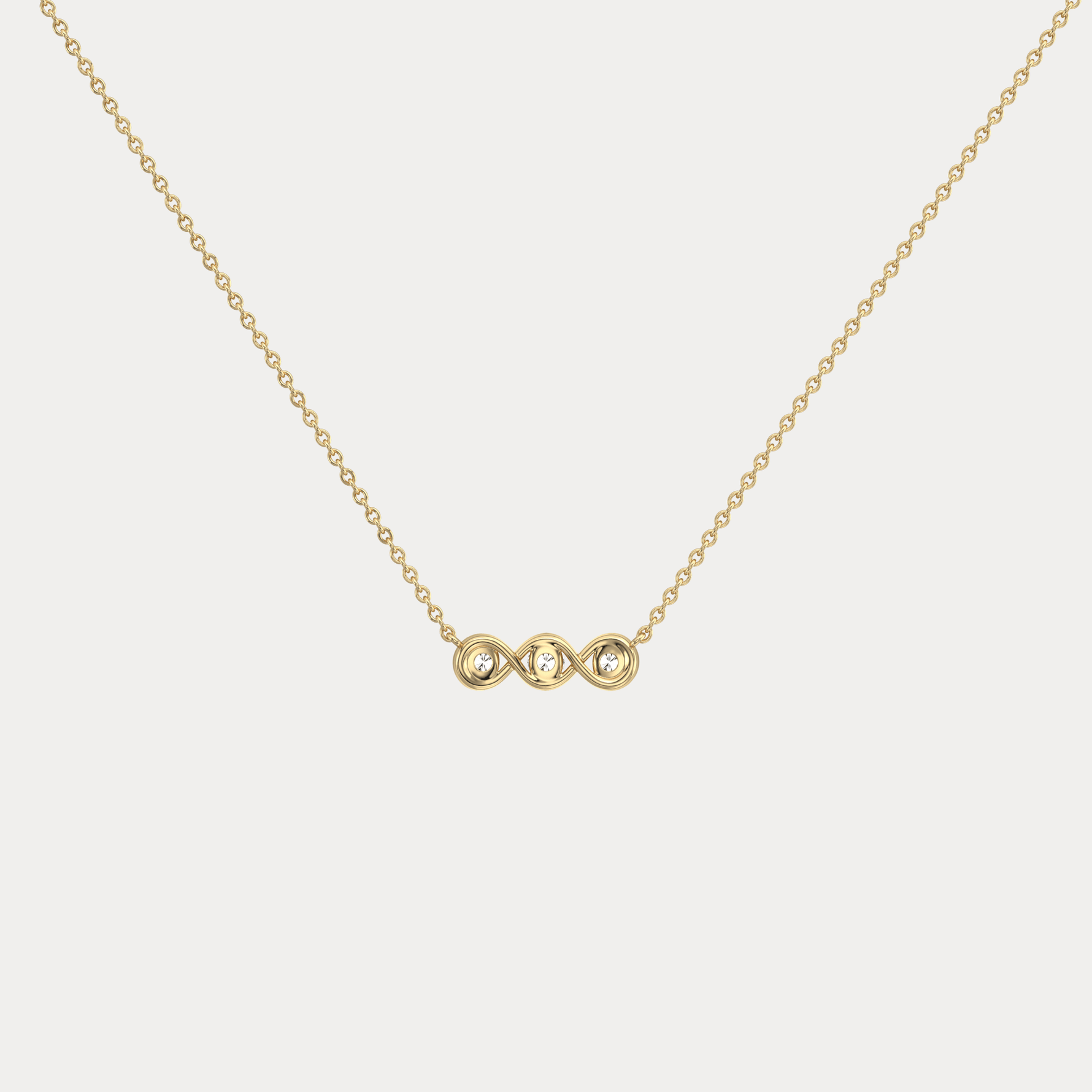 14K Gold Bezel Set 3 Stone Lab Dimaond Necklace - Necklaces