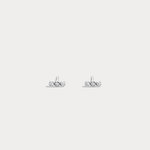 14K Gold/Platinum Bezel Set with Three Lab - Grown Diamonds Stud Earrings - Earrings