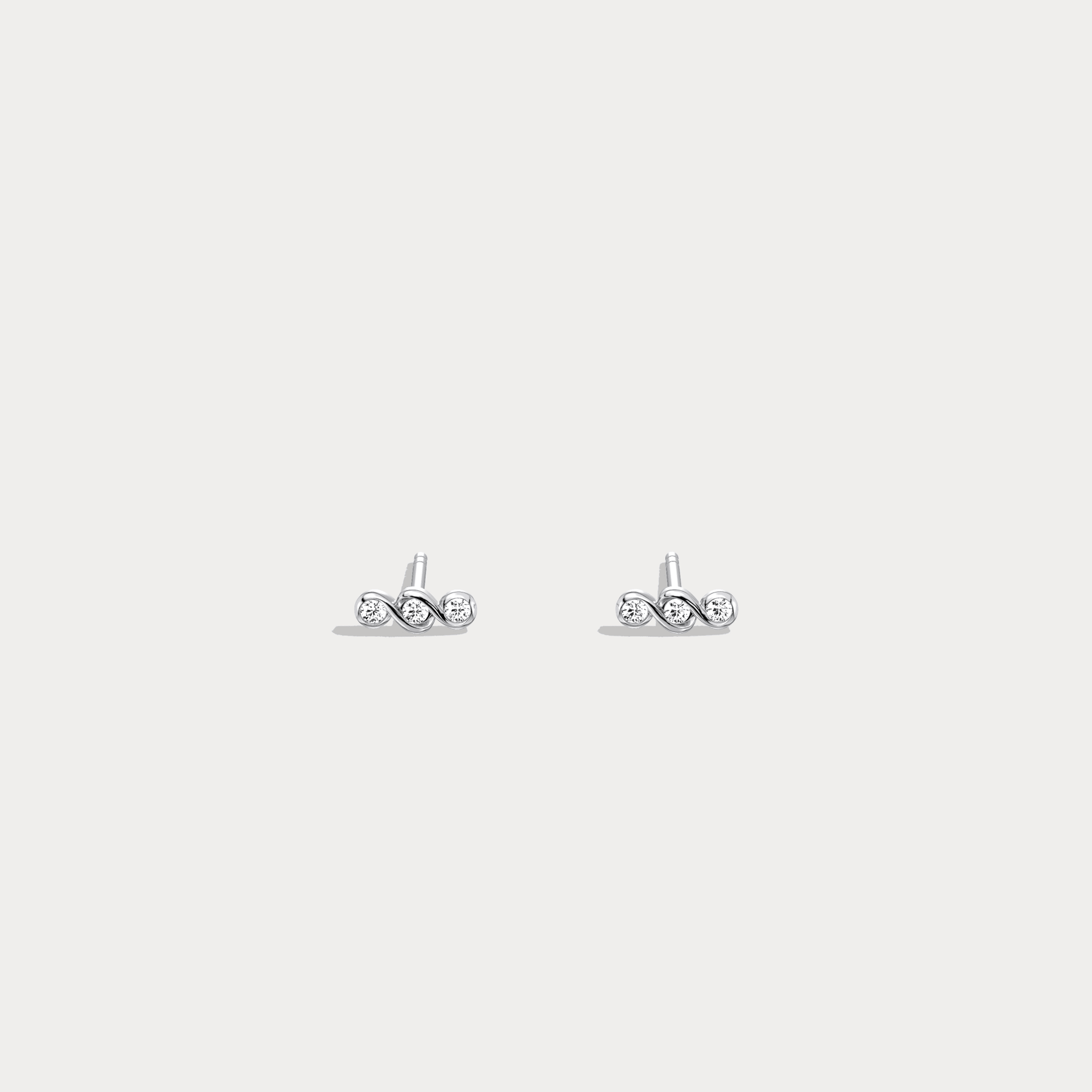 14K Gold/Platinum Bezel Set with Three Lab - Grown Diamonds Stud Earrings - Earrings
