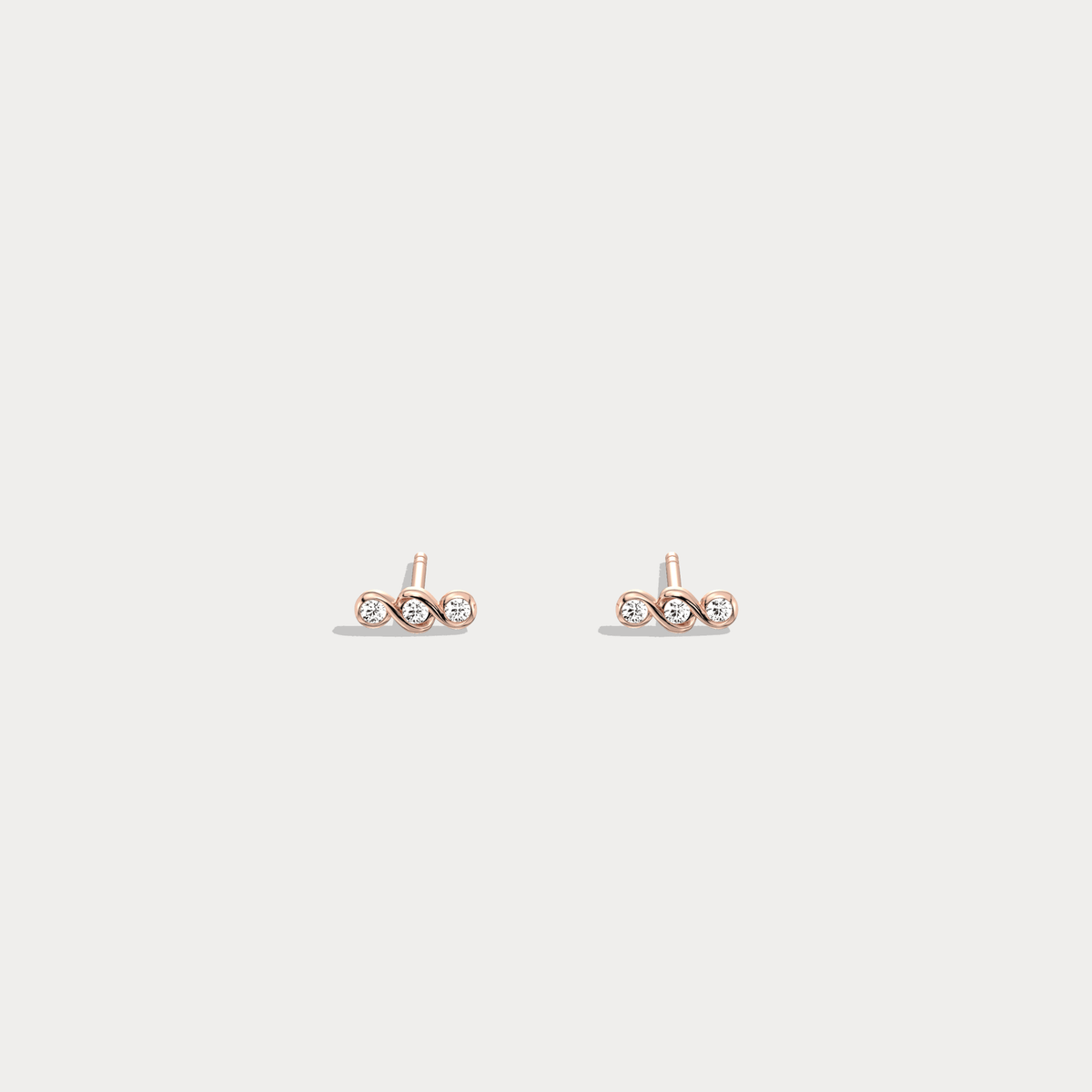 14K Gold/Platinum Bezel Set with Three Lab - Grown Diamonds Stud Earrings - Earrings