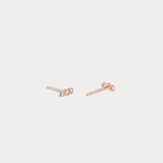 14K Gold/Platinum Bezel Set with Three Lab - Grown Diamonds Stud Earrings - Earrings