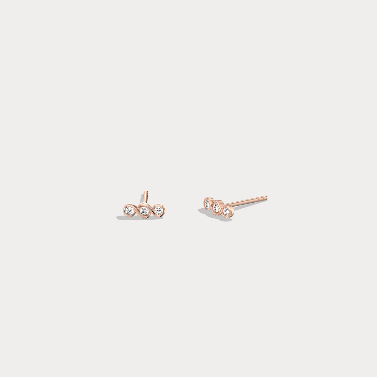 14K Gold/Platinum Bezel Set with Three Lab - Grown Diamonds Stud Earrings - Earrings