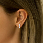 14K Gold/Platinum Bezel Set with Three Lab - Grown Diamonds Stud Earrings - Earrings