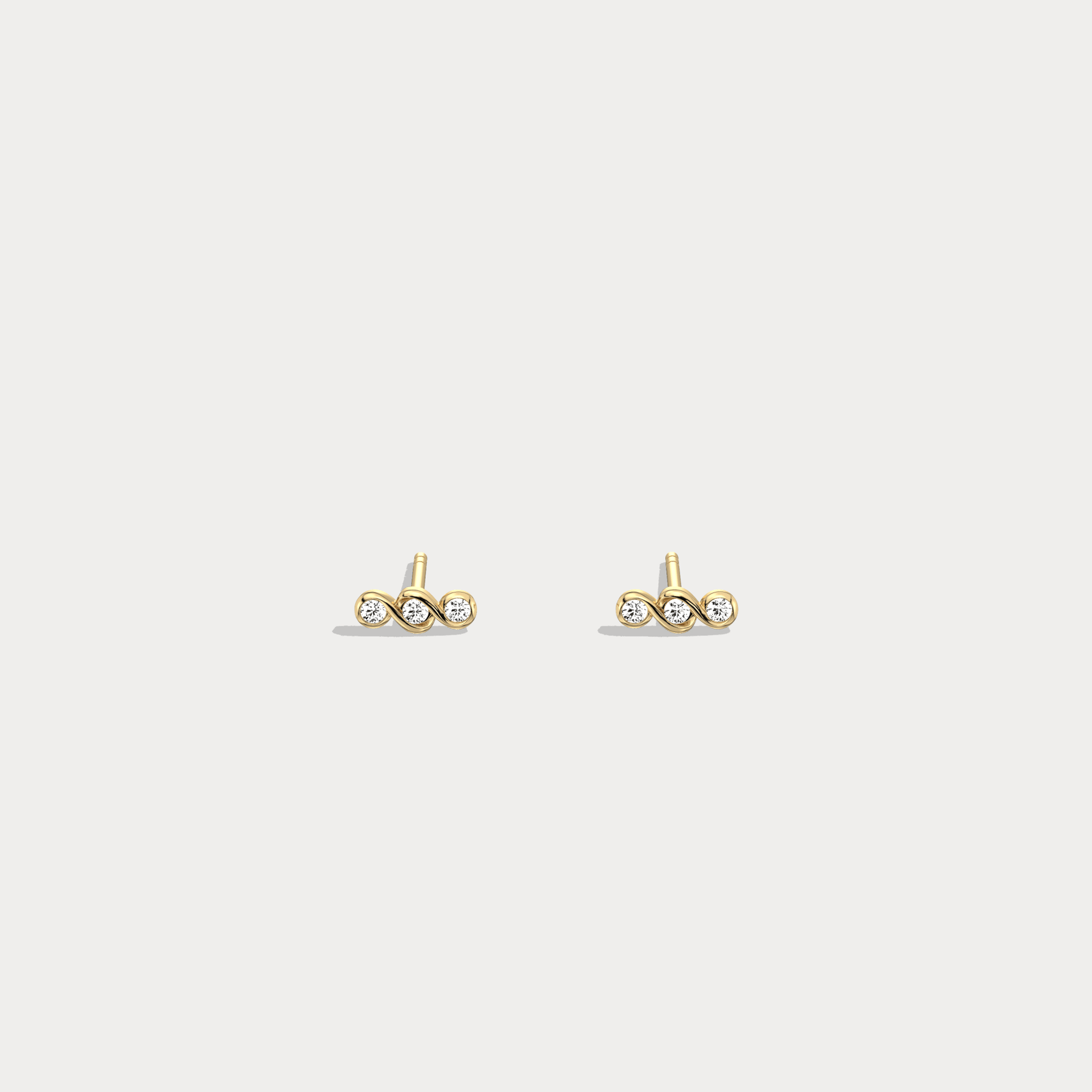 14K Gold/Platinum Bezel Set with Three Lab - Grown Diamonds Stud Earrings - Earrings