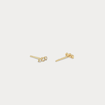 14K Gold/Platinum Bezel Set with Three Lab - Grown Diamonds Stud Earrings - Earrings
