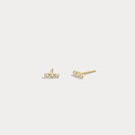 14K Gold/Platinum Bezel Set with Three Lab - Grown Diamonds Stud Earrings - Earrings