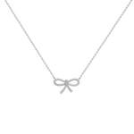 Lab Grown Diamond Bow Pendant Necklace In 14K Solid Gold/Platinum - 