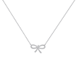 Lab Grown Diamond Bow Pendant Necklace In 14K Solid Gold/Platinum - 