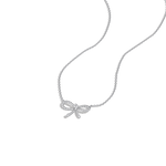 Lab Grown Diamond Bow Pendant Necklace In 14K Solid Gold/Platinum - 