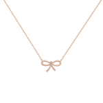 Lab Grown Diamond Bow Pendant Necklace In 14K Solid Gold/Platinum - 