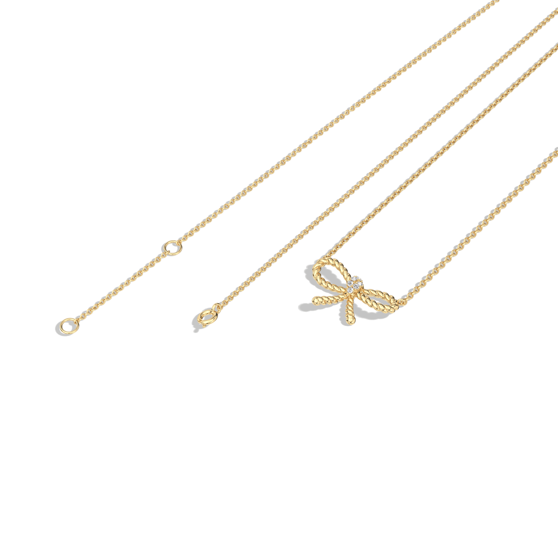 Lab Grown Diamond Bow Pendant Necklace In 14K Solid Gold/Platinum - 