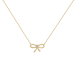Lab Grown Diamond Bow Pendant Necklace In 14K Solid Gold/Platinum - 