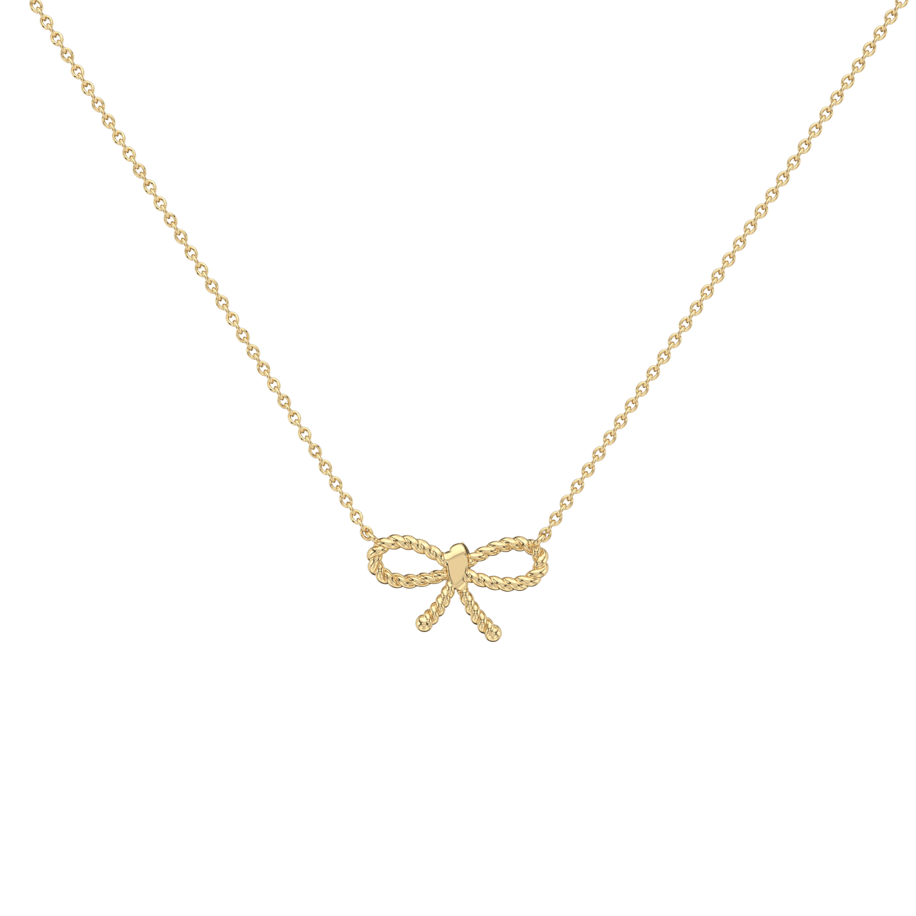 Lab Grown Diamond Bow Pendant Necklace In 14K Solid Gold/Platinum - 