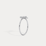 14K Solid Gold Beaded Bow Ring With Lab Diamond - Rings