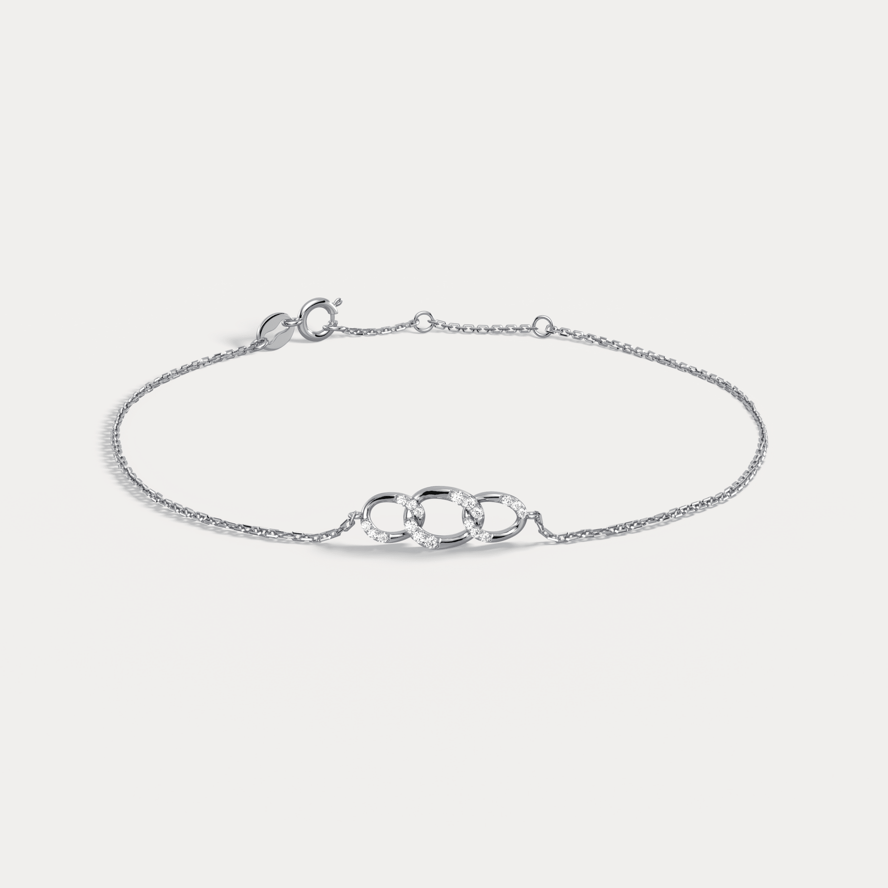 14K Solid Gold Pavé Triple Link Bracelet With Lab Diamond - Bracelets