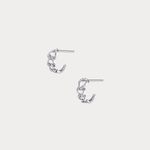 Lab - Grown Diamond Interlocking Chain Link Huggie Hoop Earrings in 14K Gold/Platinum - Earrings