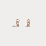 Lab - Grown Diamond Interlocking Chain Link Huggie Hoop Earrings in 14K Gold/Platinum - Earrings
