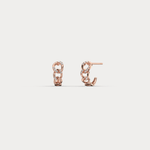 Lab - Grown Diamond Interlocking Chain Link Huggie Hoop Earrings in 14K Gold/Platinum - Earrings