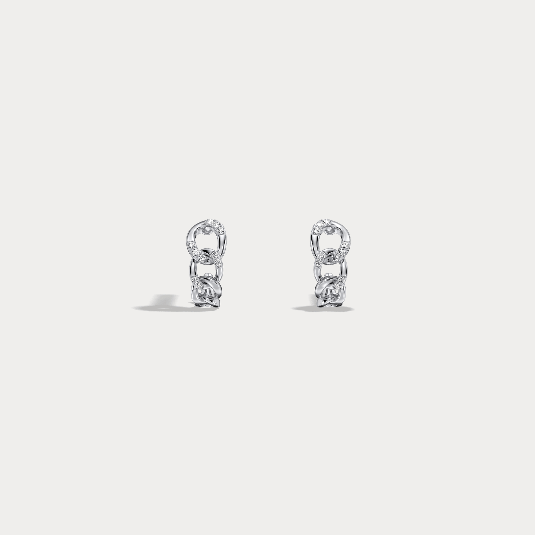 Lab - Grown Diamond Interlocking Chain Link Huggie Hoop Earrings in 14K Gold/Platinum - Earrings