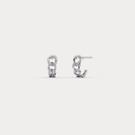 Lab - Grown Diamond Interlocking Chain Link Huggie Hoop Earrings in 14K Gold/Platinum - Earrings