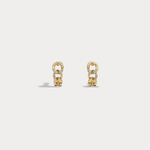 Lab - Grown Diamond Interlocking Chain Link Huggie Hoop Earrings in 14K Gold/Platinum - Earrings