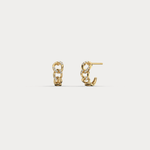 Lab - Grown Diamond Interlocking Chain Link Huggie Hoop Earrings in 14K Gold/Platinum - Earrings