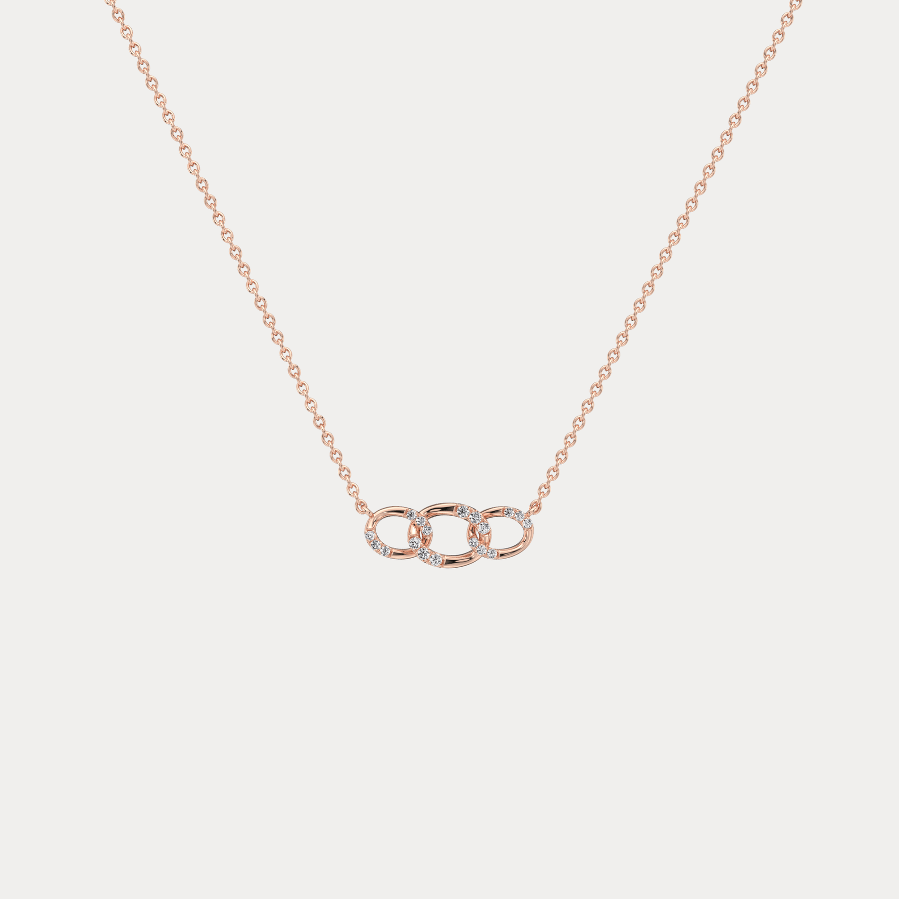 14K Solid Gold Unite Pendant Necklace With Lab Diamond - Necklaces